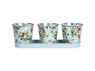 ESSCHERT DESIGN Fallen Fruits Ltd RD49 Lot de 3 Pots sur Plateau Rose