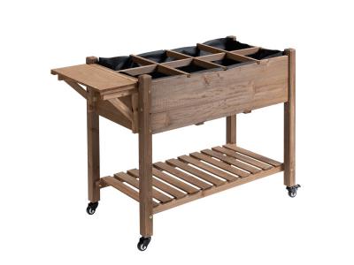 OUTSUNNY Jardini&egrave;re sur pied &eacute;tag&egrave;re tablette rabattable bois sapin pr&eacute;-huil&eacute;
