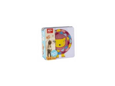 APLI AGIPA Apli kids Jeu de gommettes en bo&icirc;te m&eacute;tal lion, 14590, Multicolore, 18 x 18 x 6.7 cent&iacute;metros