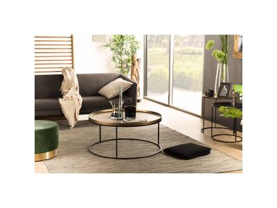 Table basse ronde 88cm aluminium dor&eacute; pieds ronds - JANICE