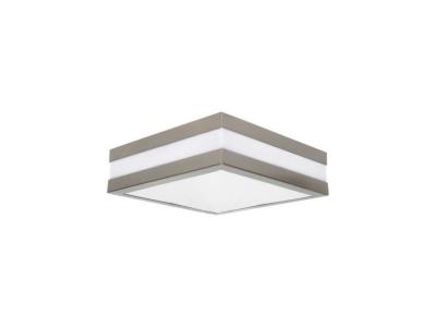 KANLUX Plafonnier &agrave; Culot 2 x E27 &eacute;tanche IP44 carr&eacute; Nickel satin&eacute;