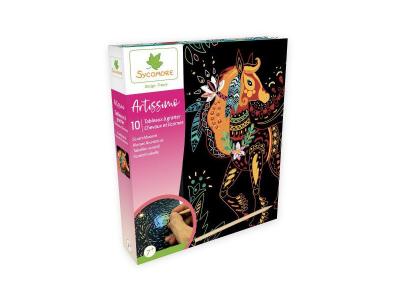 AU SYCOMORE Kit cr&eacute;atif  Artissimo Scratch Art Cheveaux et licornes