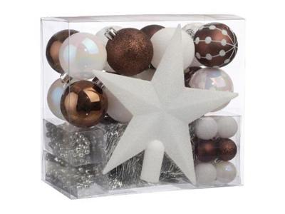 FEERIC LIGHTS & CHRISTMAS Kit de d&eacute;coration pour sapin de No&euml;l - 44 Pi&egrave;ces - Marron et blanc