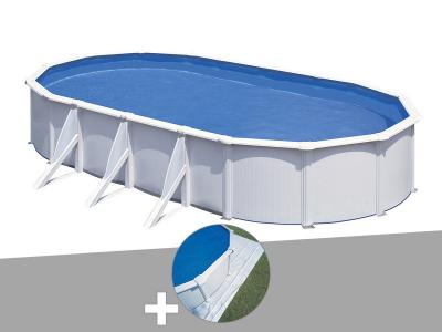 GRE Kit piscine acier blanc Gr&eacute; Fidji ovale 5,27 x 3,27 x 1,22 m + Tapis de sol