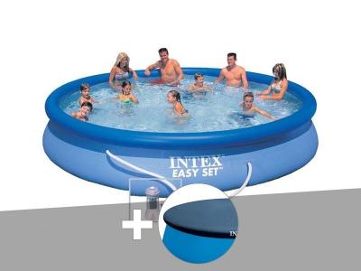 INTEX Kit piscine autoport&eacute;e Easy Set 4,57 x 0,84 m + B&acirc;che de protection