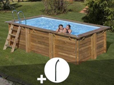 GRE GR&Eacute; - Kit piscine bois Marbella 4,20 x 2,70 x 1,17 m + Douche - Bois