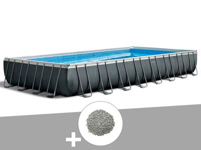 INTEX Pack piscine tubulaire Ultra XTR Frame rectangulaire 9,75 x 4,88 x 1,32 m + 20 kg de z&eacute;olite