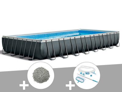 INTEX Pack piscine tubulaire  Ultra XTR Frame rectangulaire 9,75 x 4,88 x 1,32 m + 20 kg de z&eacute;olite + Kit d'entretien