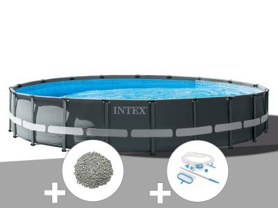 INTEX Kit piscine tubulaire  ultra xtr frame ronde 6,10 x 1,22 m + 20 kg de z&eacute;olite + kit d'entretien