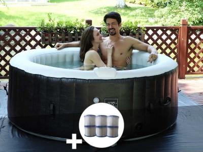 AQUAZENDO Kit spa gonflable  rond Bulles 6 places + 6 filtres