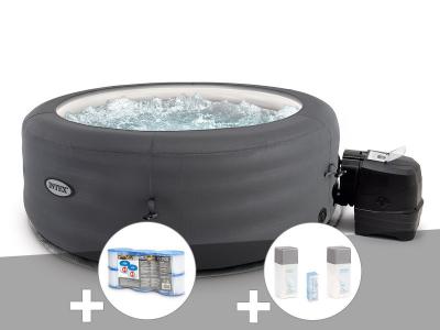INTEX Kit spa gonflable PureSpa Access rond Bulles 4 places + 6 filtres + Kit traitement brome