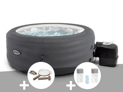 INTEX Kit spa gonflable PureSpa Access rond Bulles 4 places + Kit d'entretien + Kit de traitement brome