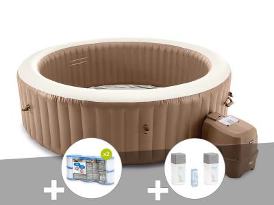 INTEX Kit spa gonflable PureSpa Sahara rond Bulles 8 places + 12 filtres + Kit de traitement au brome