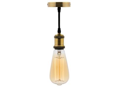 ELEXITY Kit suspension vintage avec c&acirc;ble textile et ampoule filament carbone edison
