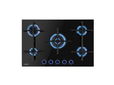 KLARSTEIN Illuminosa 5 - table de cuisson &agrave; gaz, 5 br&ucirc;leurs Sabaf, pour gaz naturel ou propane - Noir