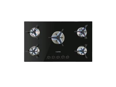 KLARSTEIN Trifecta Domino - Table de cuisson gaz 5 feux, br&ucirc;leurs triangulaires, surface vitroc&eacute;ramique noire