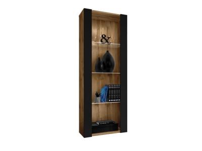 Vitrine armoire Tivoli Komodee - sans LED - Noir Mat & Bois naturel - L55cm x H159cm x P35cm