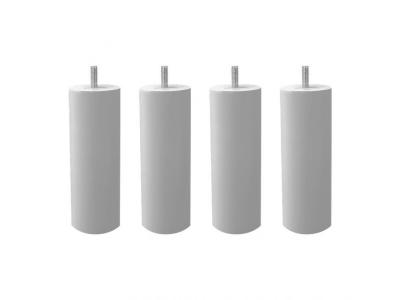 Lot de 4 pieds de meuble gris 15x6 rond bois de h&ecirc;tre - PIEDS DE LIT