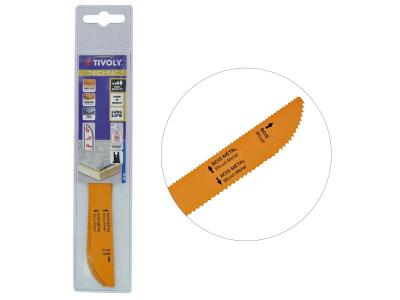 TIVOLY Lot de 2 Lames de scie sabre L150mm Bois, MDF, Plastiques, Epoxy, T&ocirc;les coupe avant-arri&egrave;re et en plong&eacute;e 