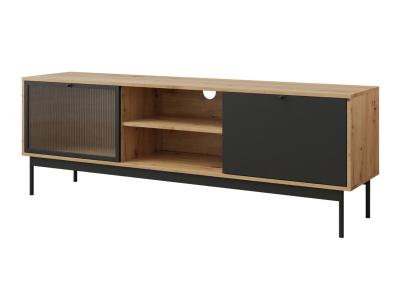 BESTMOBILIER  - Lamia - Meuble TV - Bois et Noir - 174 cm - Noir/Bois