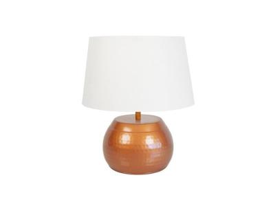 TOSEL BANGALORE - Lampe de chevet globe m&eacute;tal cuivre et &eacute;cru