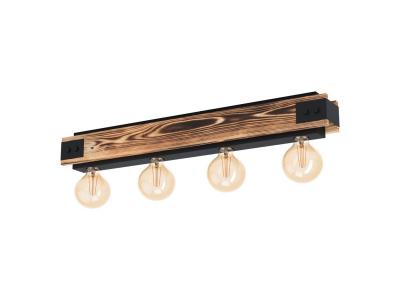 EGLO Layham 4 lampes semi-encastr&eacute;es brun clair, noir