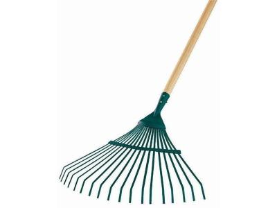 LEBORGNE Balai &agrave; gazon fil plat  22 dents manche bois