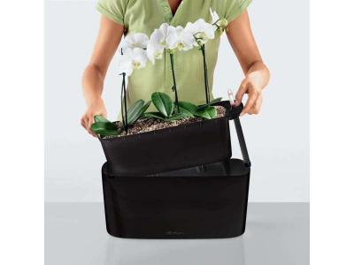 LECHUZA Jardini&egrave;re de table Delta20 ALL-IN-ONE Fusain m&eacute;tallique 15563