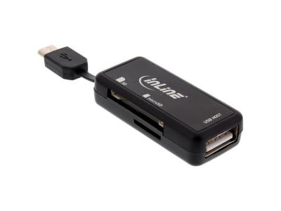 INLINE Lecteur de carte OTG Dual Flex pour SD et micro SD avec port USB et 2 logements de carte 