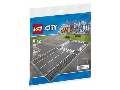 Lego City - Plaques De Route - Ligne Droite Et Carrefour - 7280