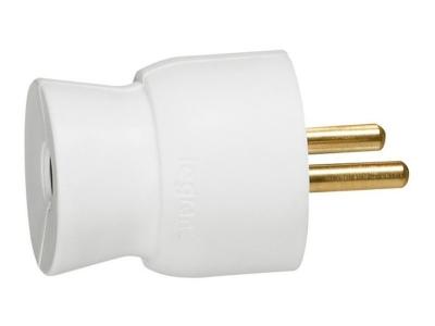 LEGRAND Fiche  - 2P+T - m&acirc;le - sortie droite - 16A - blanc