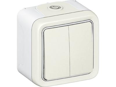BARRITOS Legrand - Double interrupteur ou va-et-vient Plexo apparent - Blanc