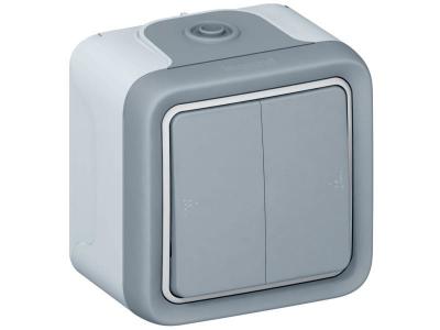 LEGRAND  - Double interrupteur ou va-et-vient Plexo apparent - Gris