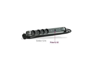 LEGRAND Rallonge multiprise horizontale wifi 2p+t + 2xrj45 + parafoudre alu/noir