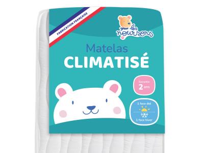 LES NOURSONS Matelas B&eacute;b&eacute; Climatis&eacute; 60x120 Cm - 1 Face &Eacute;t&eacute; Fra&icirc;che / 1 Face Hiver Ouatin&eacute;e