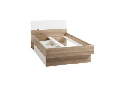 MEUBLETMOI Lit 120x200 avec tiroir d&eacute;cor ch&ecirc;ne et blanc enfant ado - GABRIEL