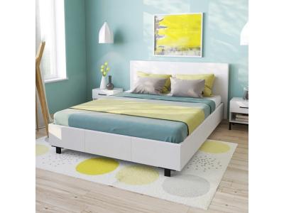 Lit atlanta 140x190 + 1 sommier + 1 matelas carlton / blanc