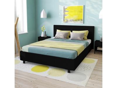 Lit ATLANTA 140x190 + 1 sommier + 1 matelas CARLTON / Noir