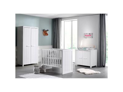  Lit b&eacute;b&eacute; 60x120 - commode 2 portes et armoire 2 portes erik - blanc