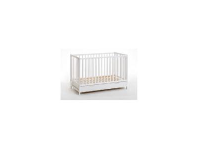 AC DECO Lit b&eacute;b&eacute; en bois avec matelas - cypi plus - l 124 cm x p 65 cm x h 87 cm - blanc