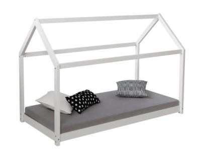 HOMESTYLE4U Lit cabane enfant 80 x 160 cm blanc 1969