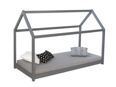HOMESTYLE4U Lit cabane enfant gris 80 x 160 cm gris 1970