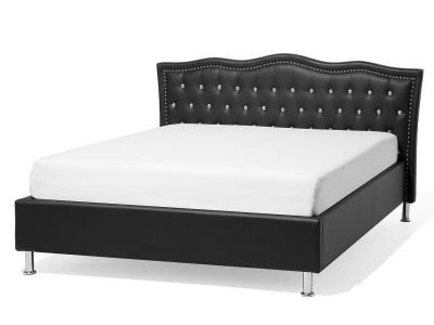 Lit capitonn&eacute; Milano - Couleurs - Noir, Tailles - 140x190