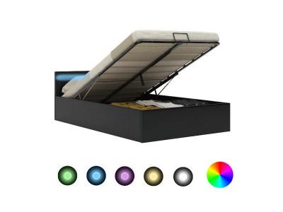 vidaXL Cadre de lit &agrave; rangement avec LED Noir Similicuir 160x200 cm 