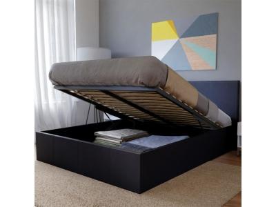 Lit coffre BARCELONA 140x190 + 1 sommier / Noir