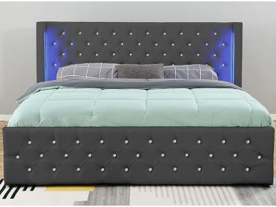Lit coffre design avec led OSMOS - Couleurs - Gris, Tailles - 160x200