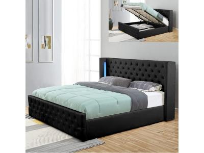 Lit coffre design avec led OSMOS - Couleurs - Noir, Tailles - 160x200