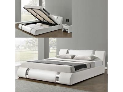 Meubler Design Lit Coffre Sommier Relevable Nova - Blanc - 180x200