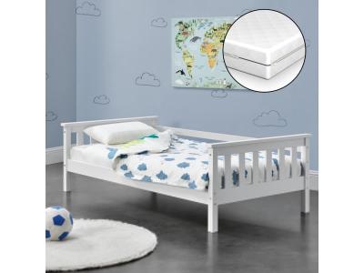 [EN.CASA] Lit d'enfant Nuuk en Pin avec Matelas Orthop&eacute;dique 160 x 80 cm Blanc 