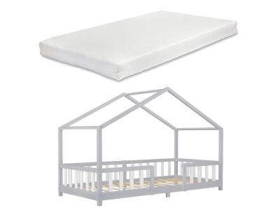 EN.CASA en_casa Lit d'enfant Treviolo - Maison 200x90 cm Gris Clair